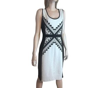 Joseph Ribkoff Dress Graphic Tribal Geometric Tank Sheath Made in Canada